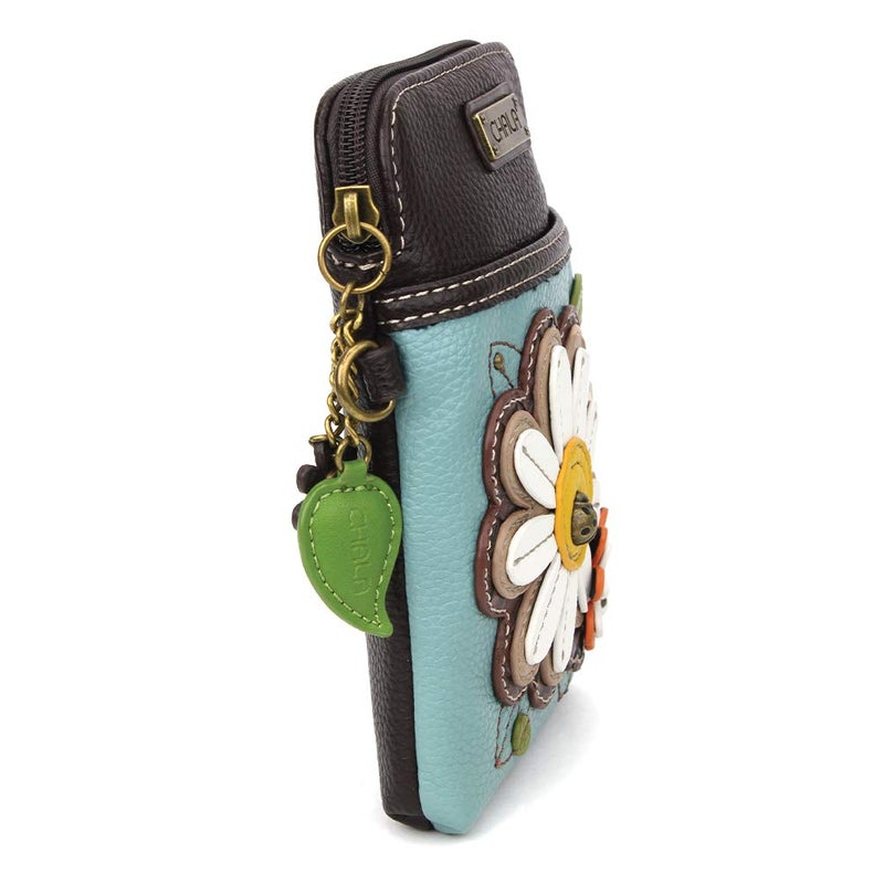 CHALA Plant Life Collection Cell Phone Crossbody Purse-Women PU Leather/Canvas Multicolor Handbag with Adjustable Strap - Daisy - blue - Image 3